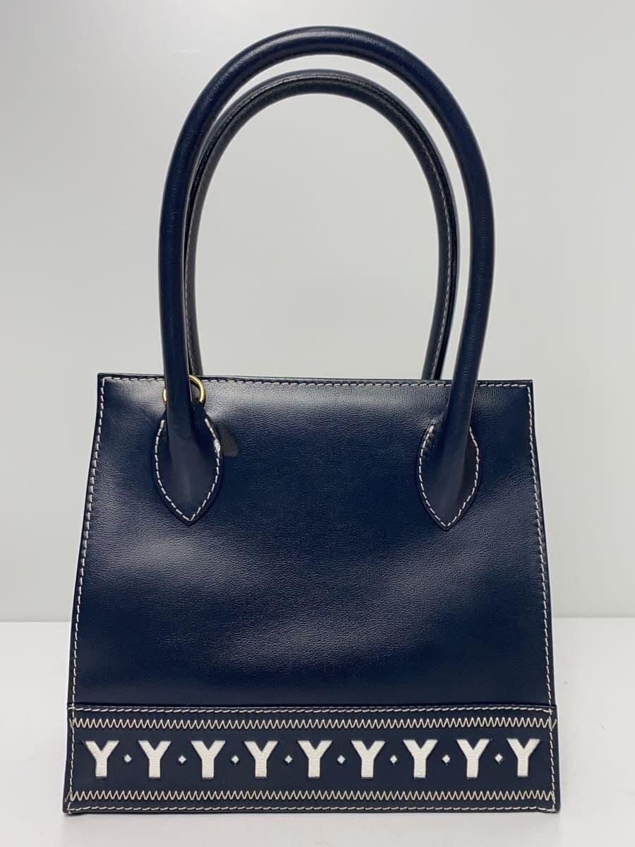 YVES SAINT LAURENT handbag leather navy has scratches missing shoulder strap 3