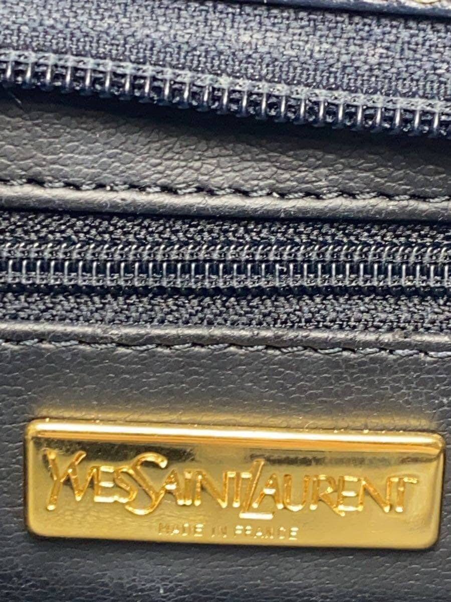 YVES SAINT LAURENT handbag leather navy has scratches missing shoulder strap 5