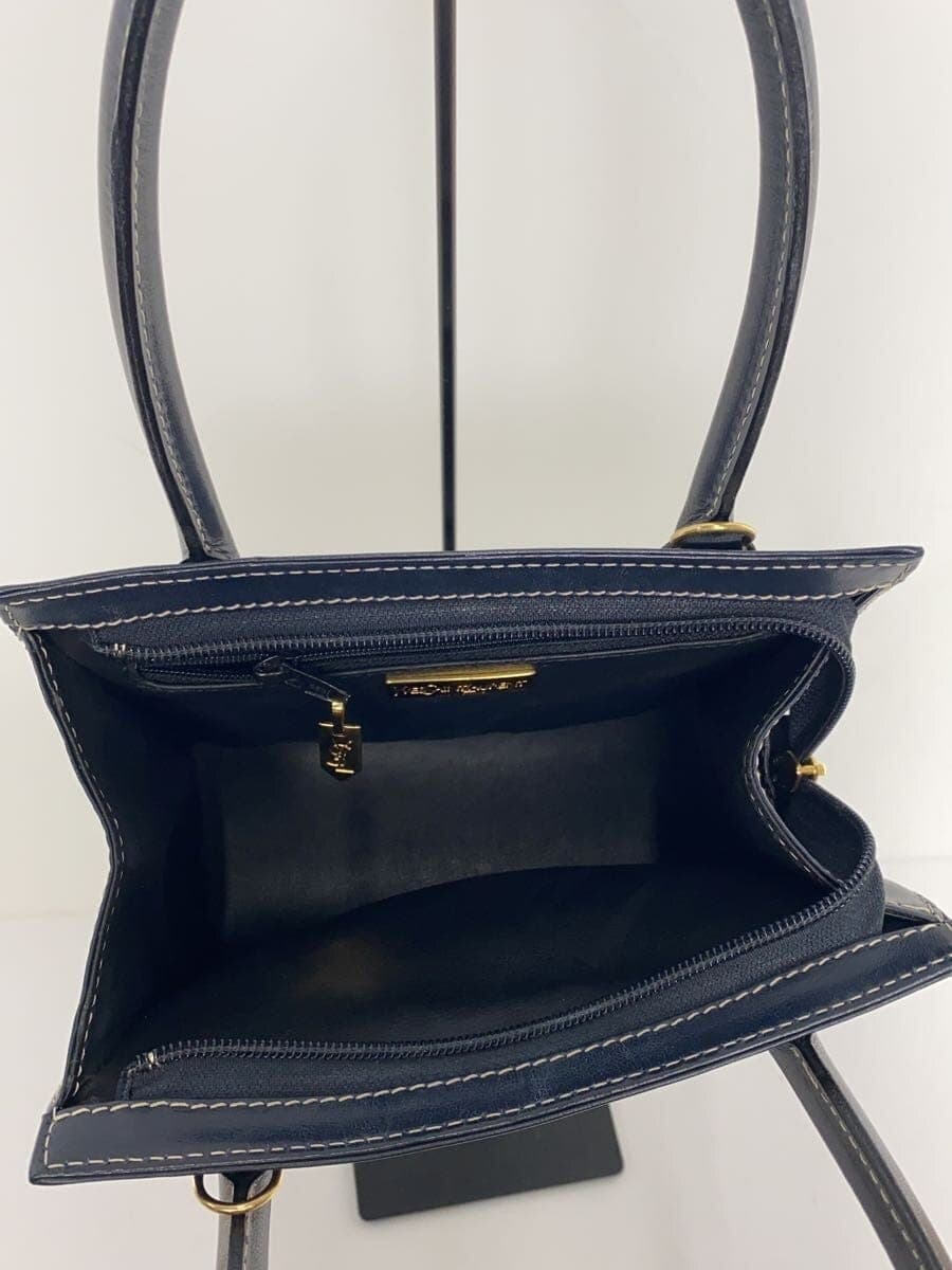 YVES SAINT LAURENT handbag leather navy has scratches missing shoulder strap 6