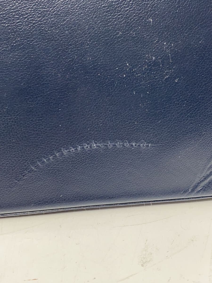 YVES SAINT LAURENT handbag leather navy has scratches missing shoulder strap 9