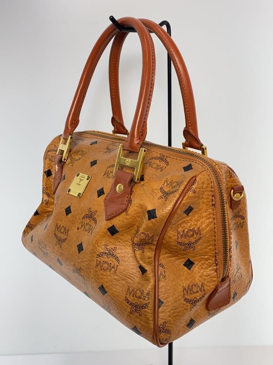 MCM handbag Boston bag leather camel brown all-over pattern 2345R 2