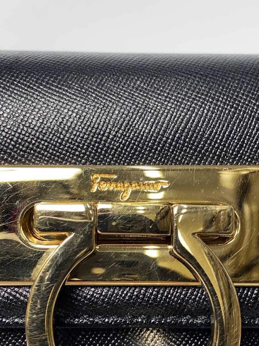 Salvatore Ferragamo Gancini 2WAY Handbag Leather Black AF-212181 5