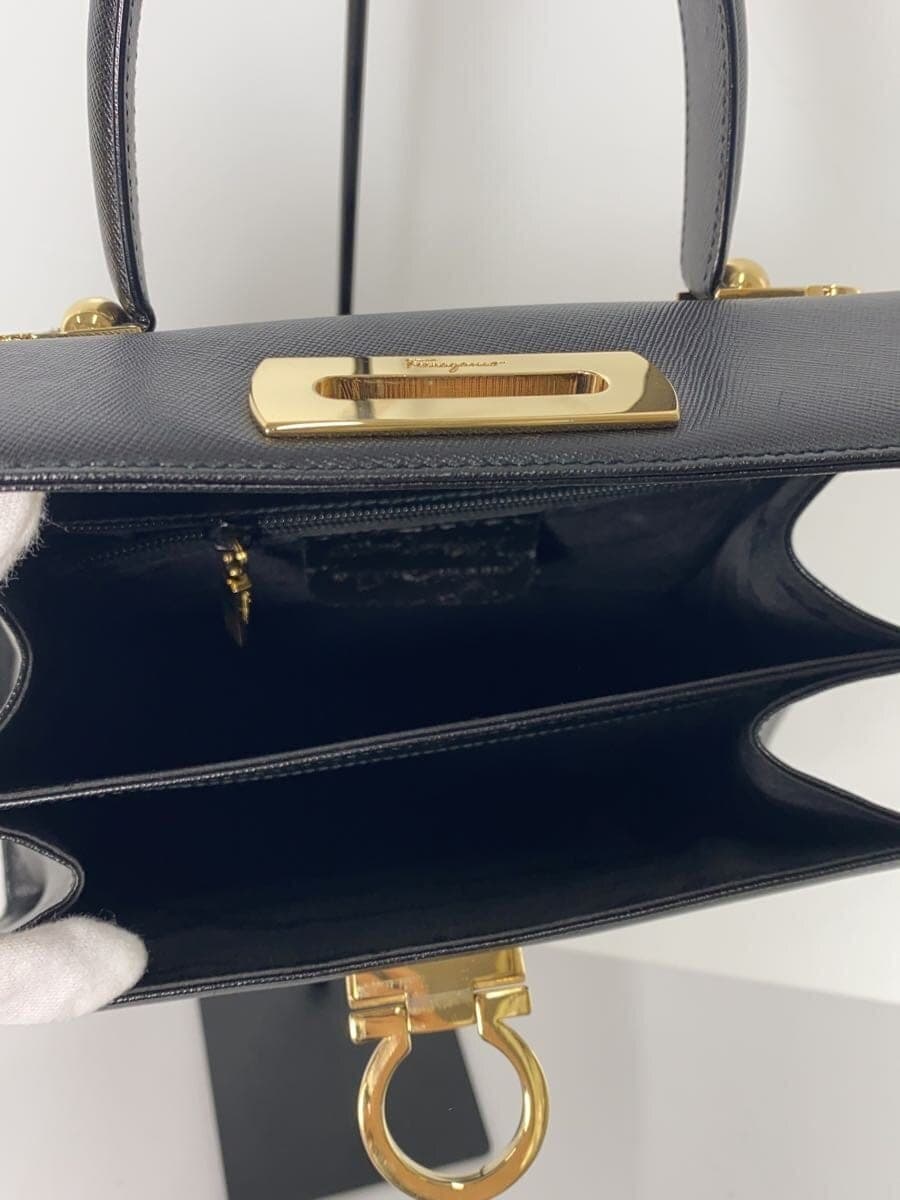 Salvatore Ferragamo Gancini 2WAY Handbag Leather Black AF-212181 6