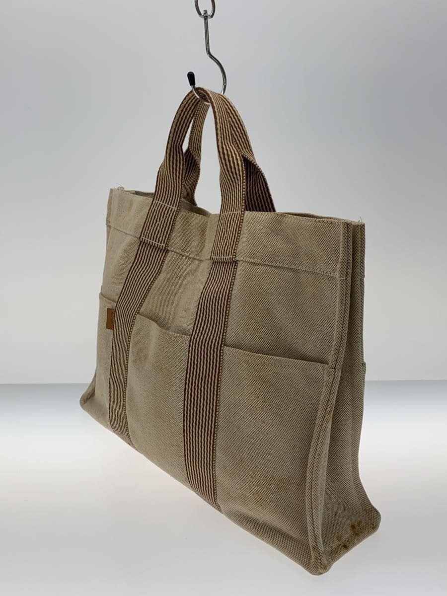 HERMES Tote Bag Canvas BEG Solid 2