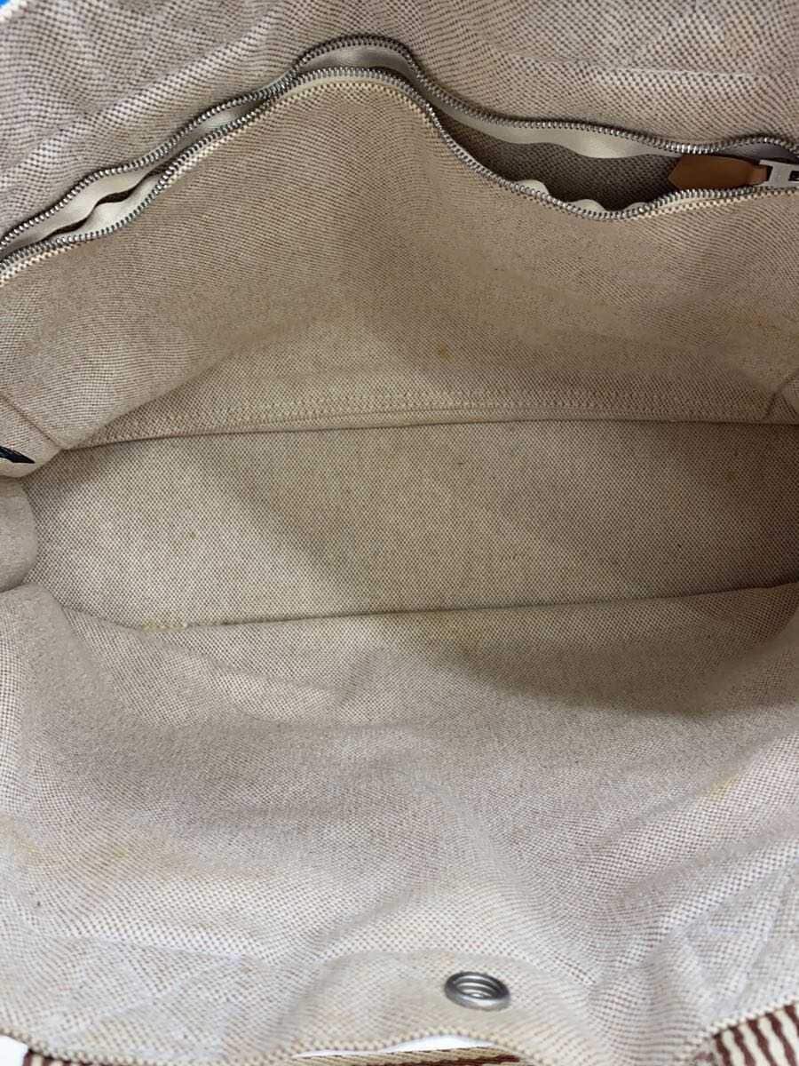 HERMES Tote Bag Canvas BEG Solid 6