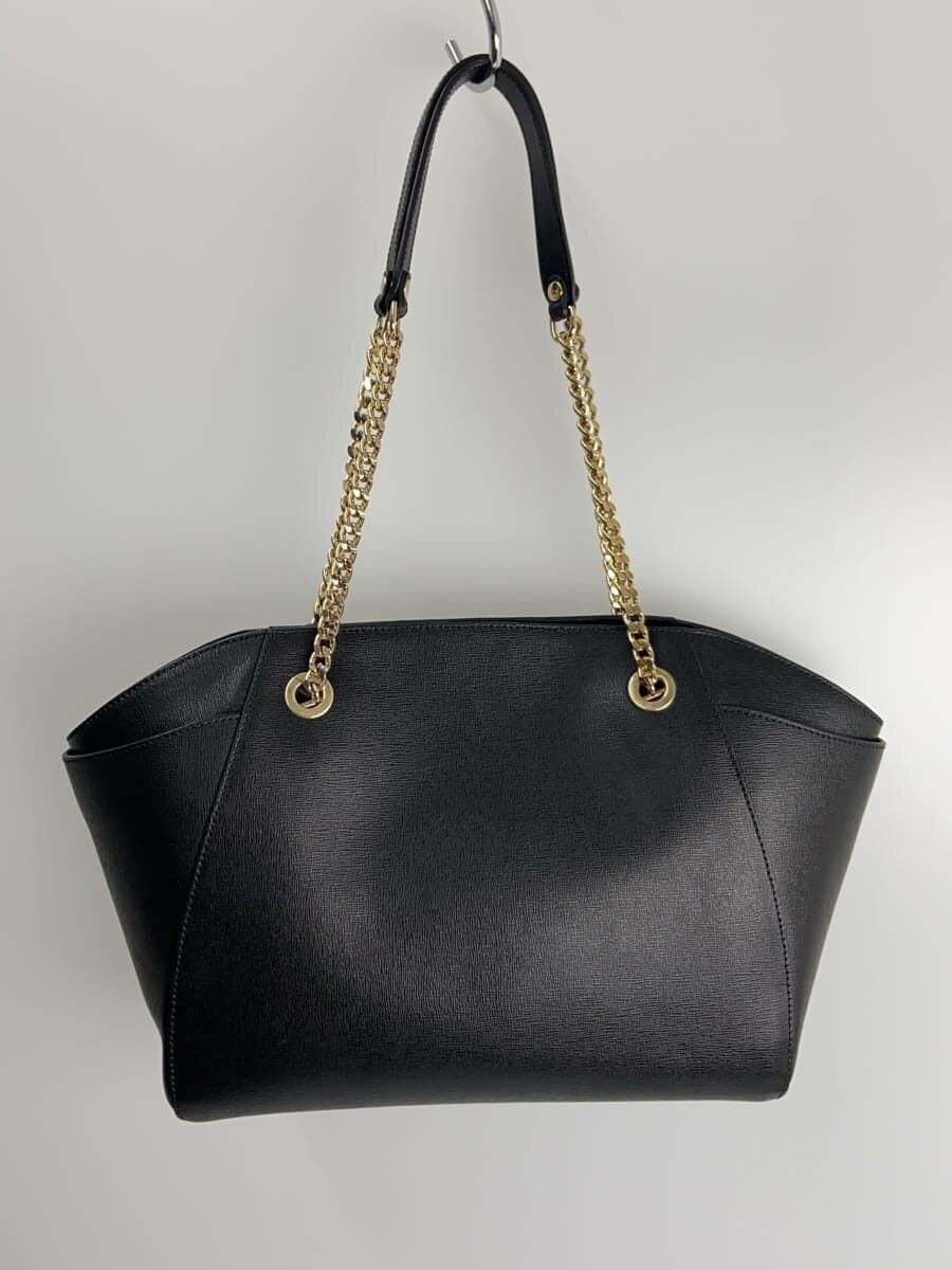 FURLA Chain Shoulder Bag Leather BLK Solid 3