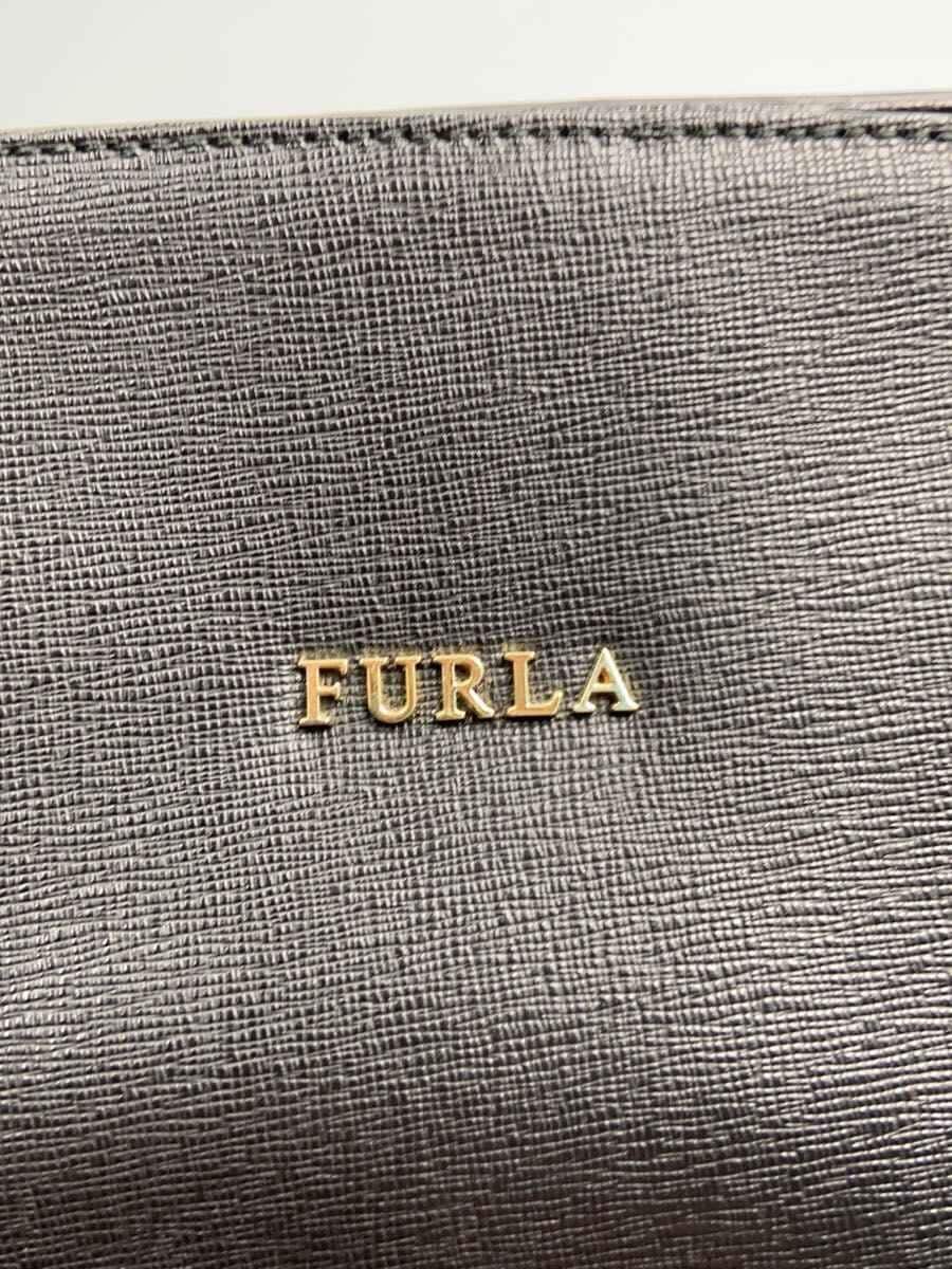 FURLA Chain Shoulder Bag Leather BLK Solid 5
