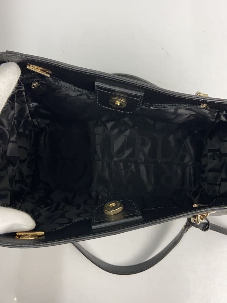FURLA Chain Shoulder Bag Leather BLK Solid 6
