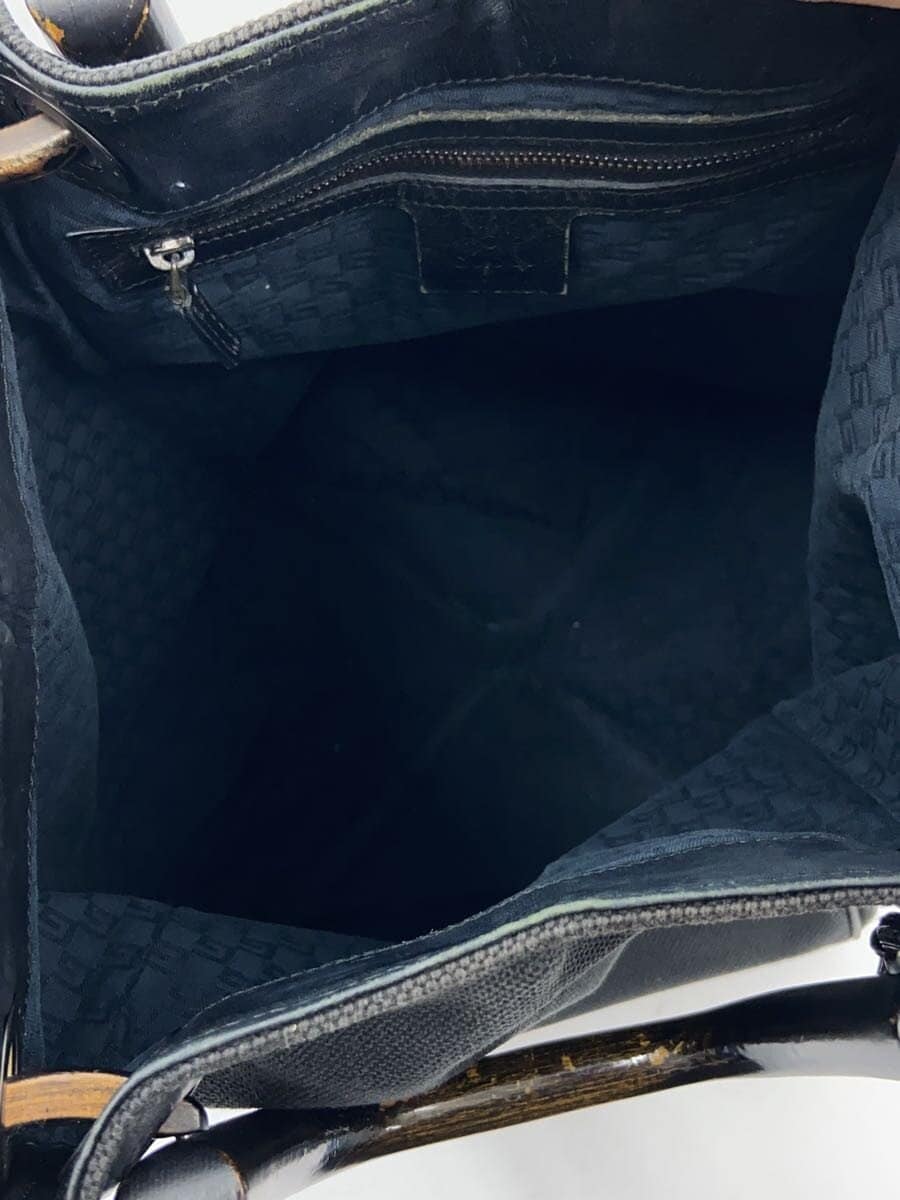 GUCCI Handbag Cotton Black Solid Color 6