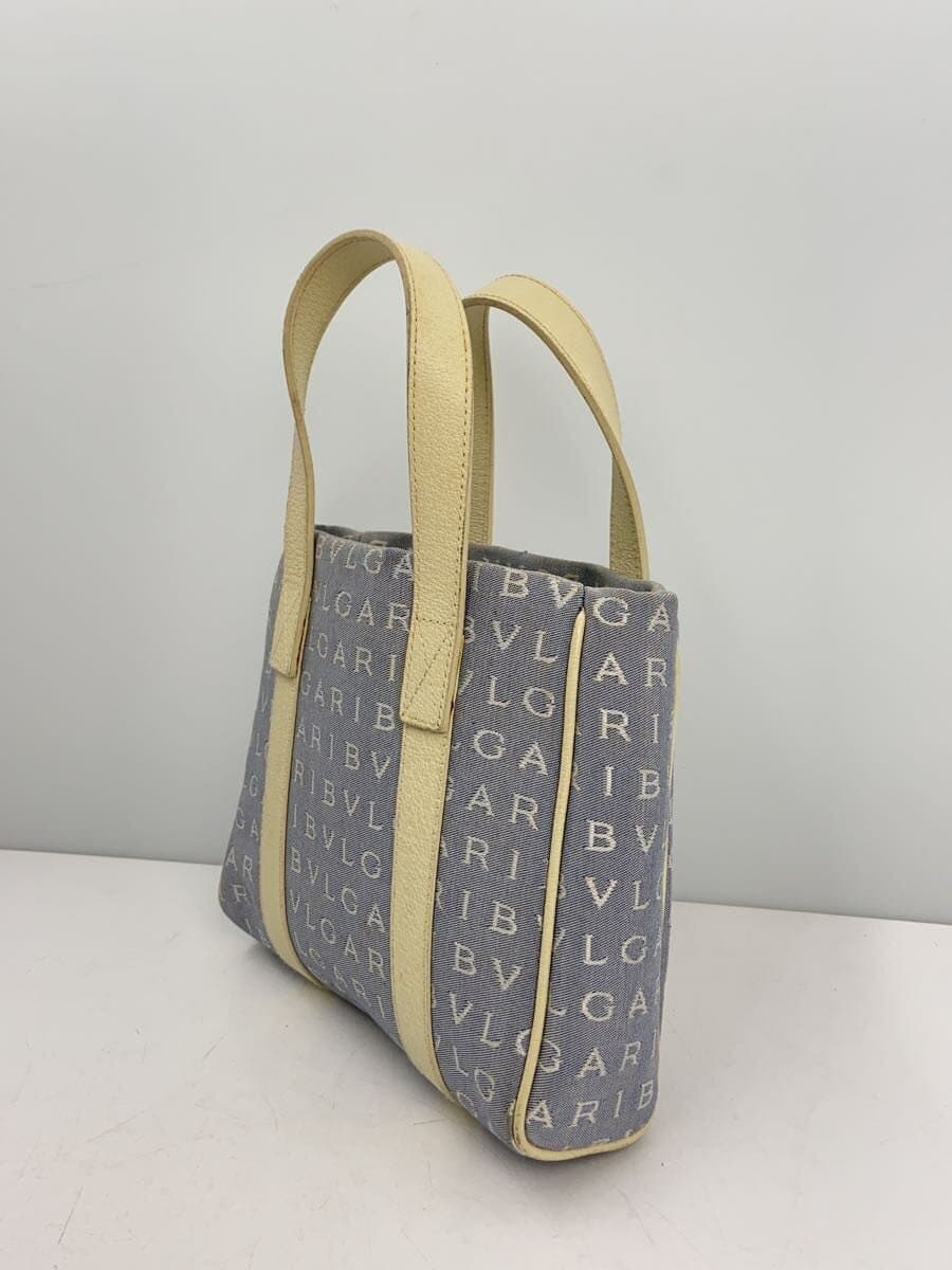 BVLGARI Handbag Canvas Blue All-over Print 2