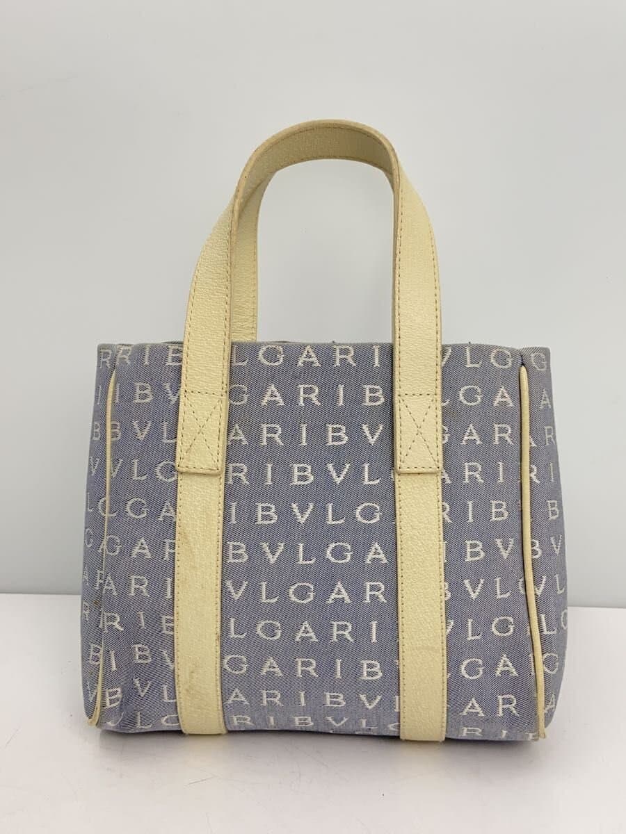 BVLGARI Handbag Canvas Blue All-over Print 3