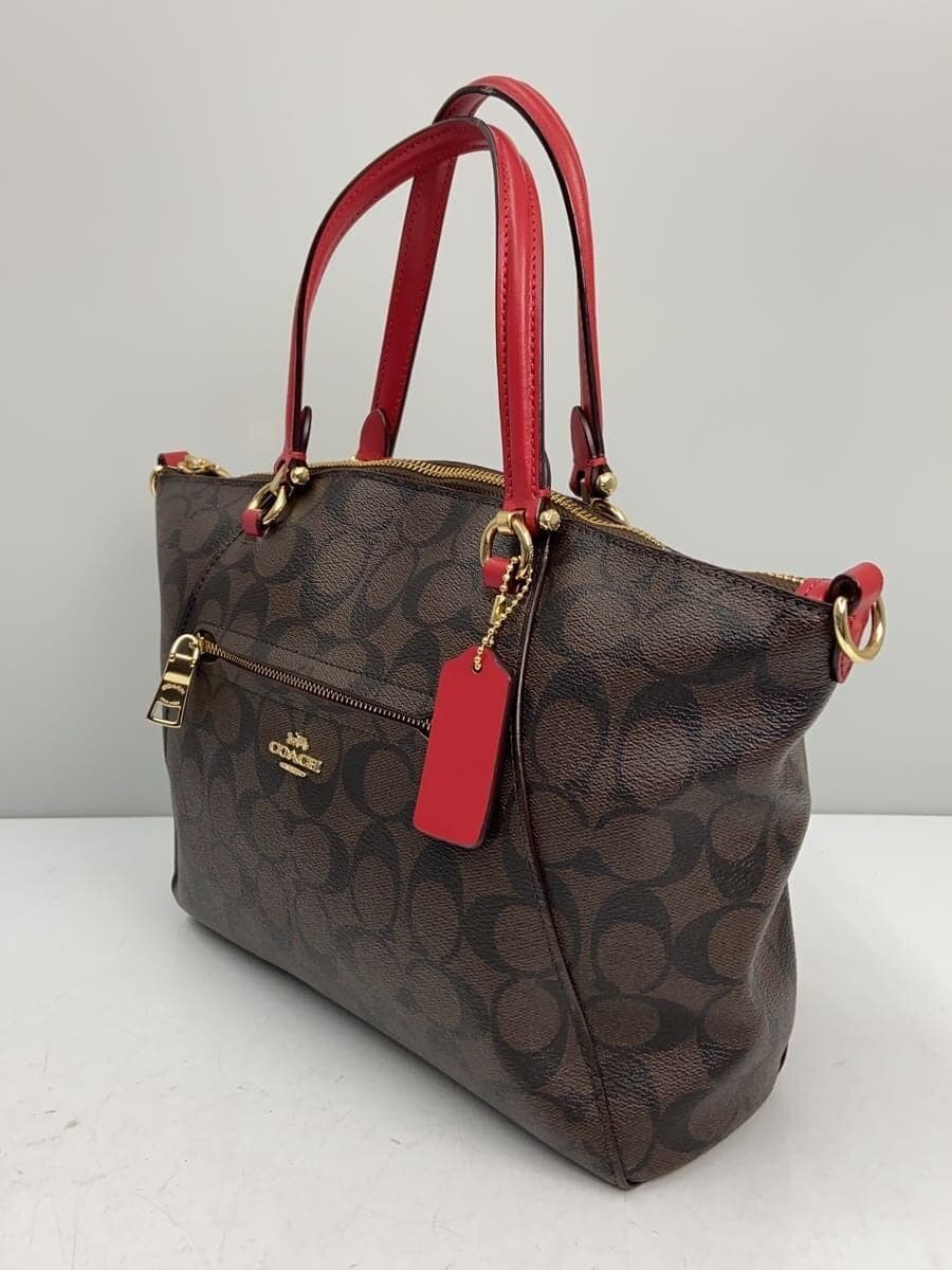 COACH 2-way shoulder bag leather BRW all-over pattern 2
