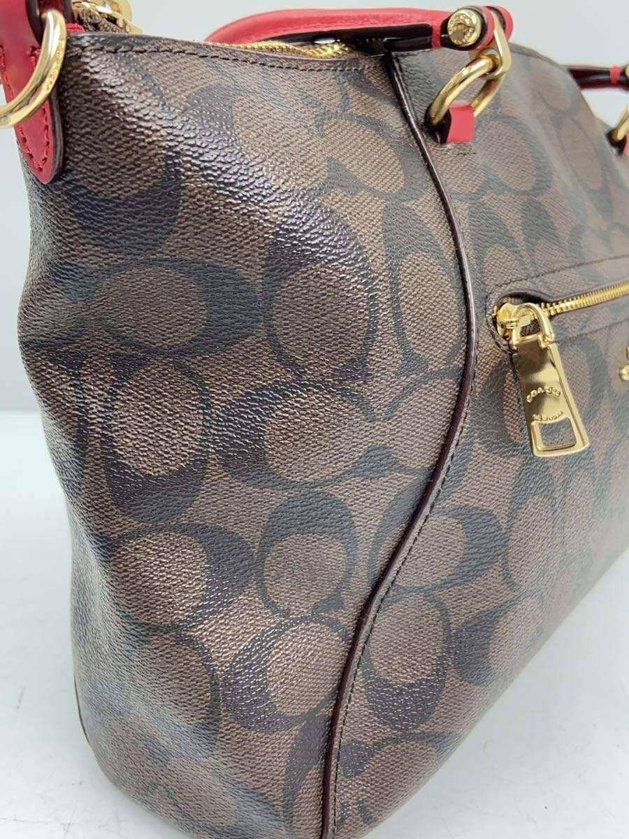 COACH 2-way shoulder bag leather BRW all-over pattern 8