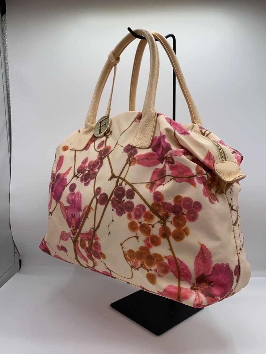 FURLA Shoulder Bag Nylon BEG Floral 2-Way 2
