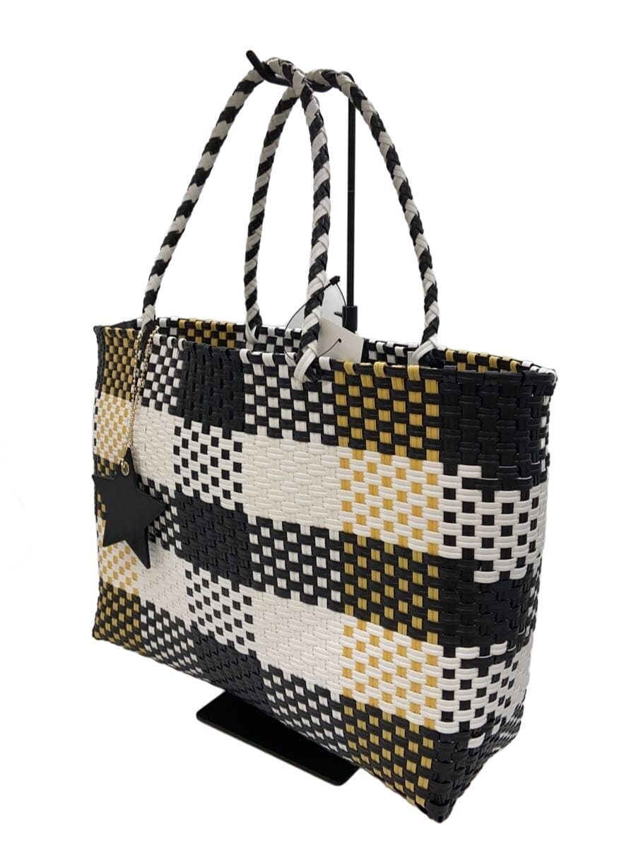 To b. by agnes b Basket Bag Tote Bag BLK Check 2