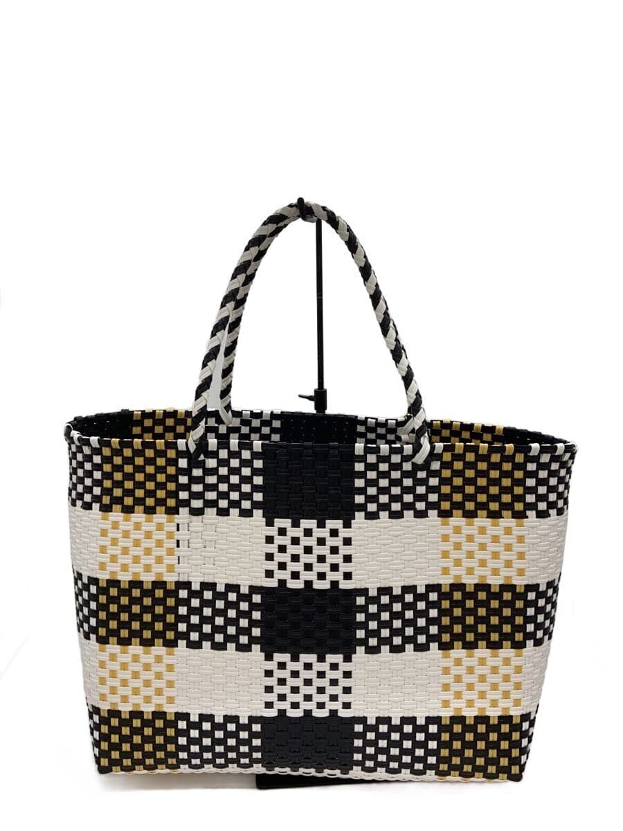To b. by agnes b Basket Bag Tote Bag BLK Check 3