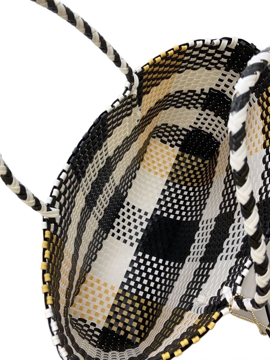 To b. by agnes b Basket Bag Tote Bag BLK Check 6