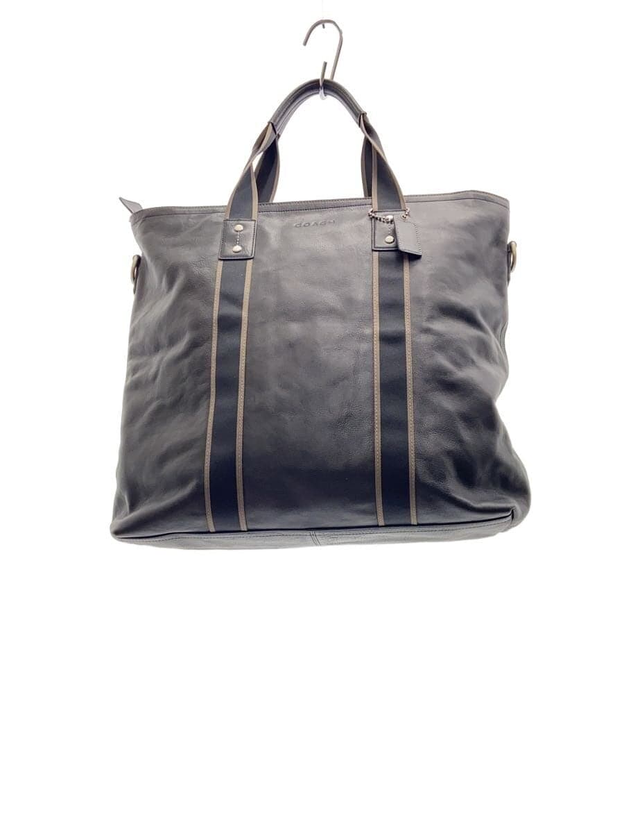 COACH Heritage Web Leather Utility Tote Black F70560 Corner Scuff Signs of Use