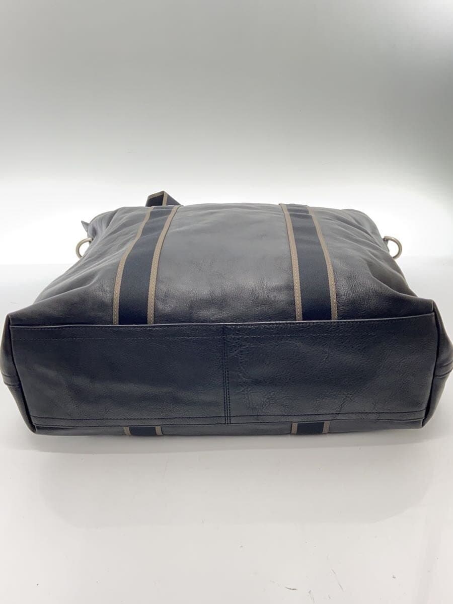 COACH Heritage Web Leather Utility Tote Black F70560 Corner Scuff Signs of Use 3