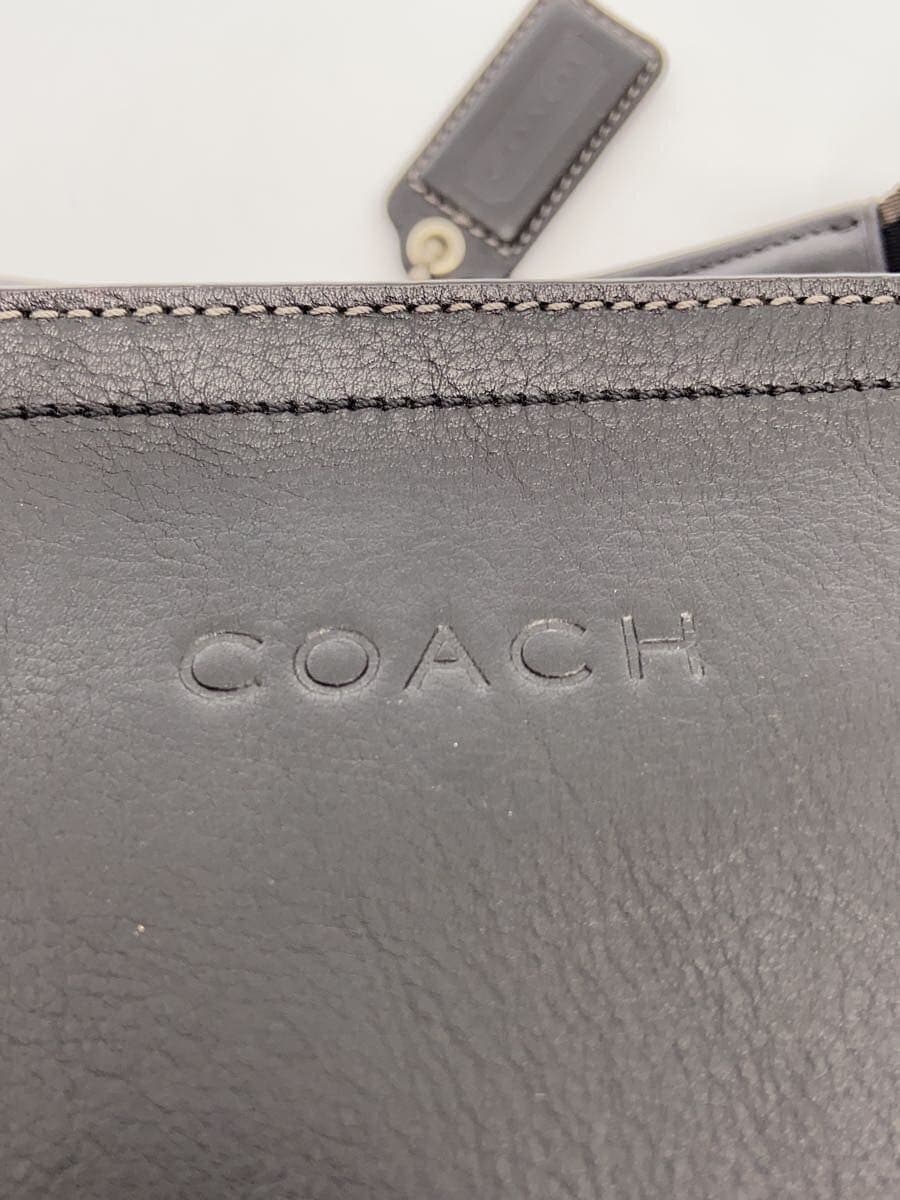 COACH Heritage Web Leather Utility Tote Black F70560 Corner Scuff Signs of Use 4