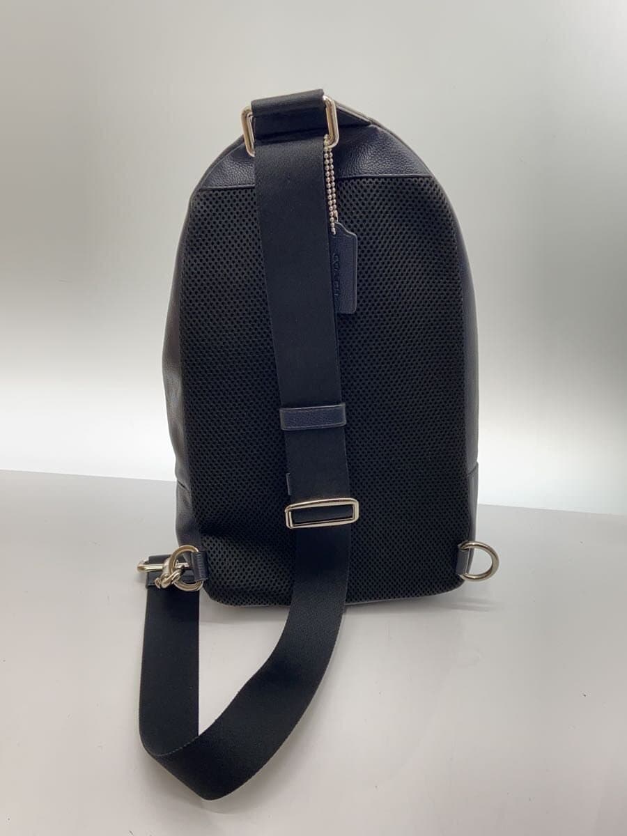 COACH Charles Leather One Shoulder Bag Navy F54770 Corner Scuff With Wear 3