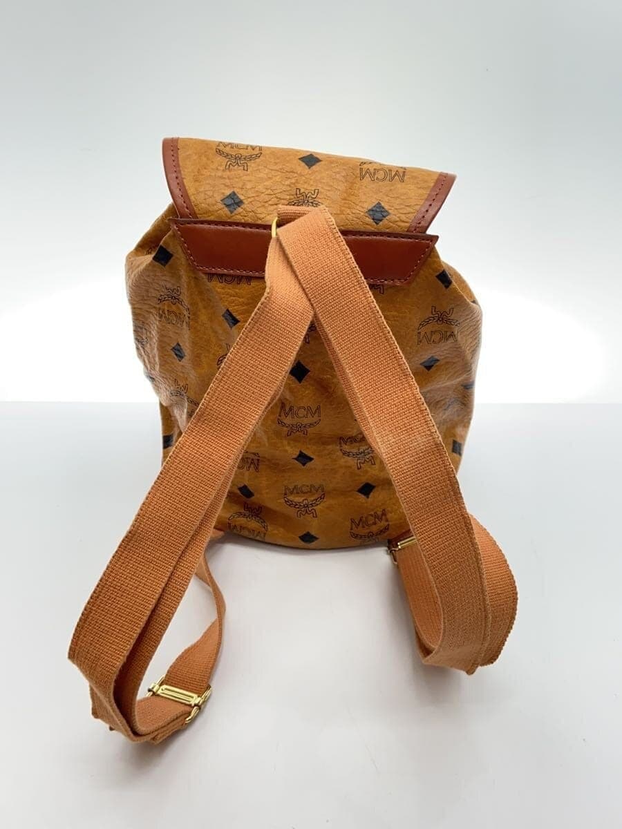 MCM Visetos Mini Backpack Cognac Brown With Wear 3