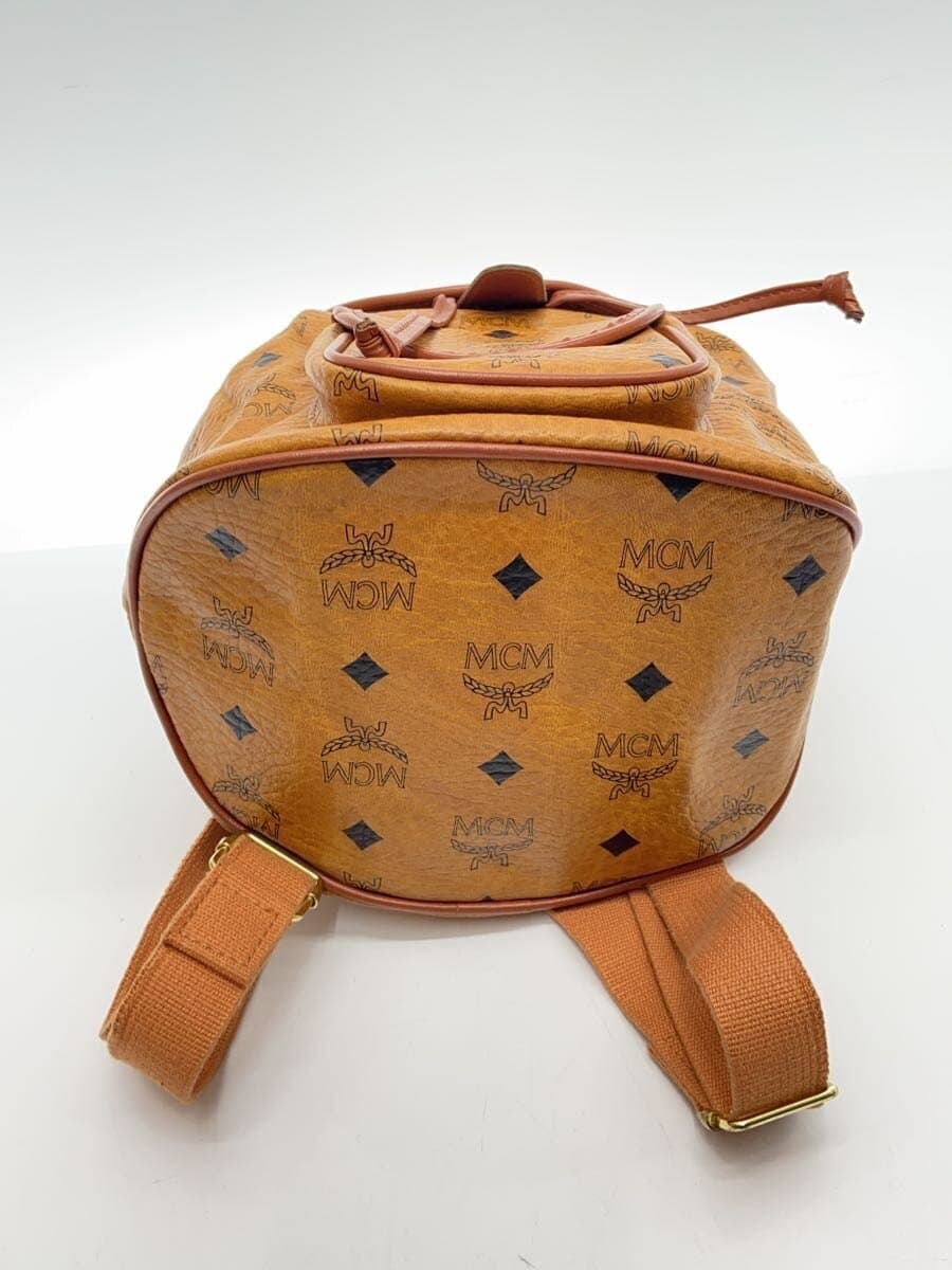 MCM Visetos Mini Backpack Cognac Brown With Wear 4