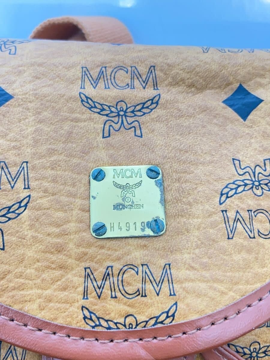 MCM Visetos Mini Backpack Cognac Brown With Wear 5