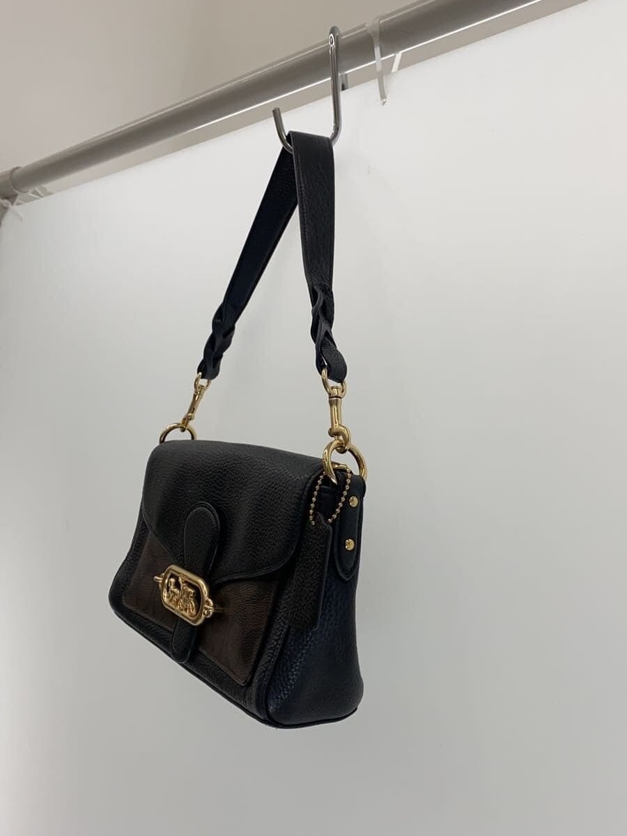 COACH Shoulder Bag Leather BLK 2
