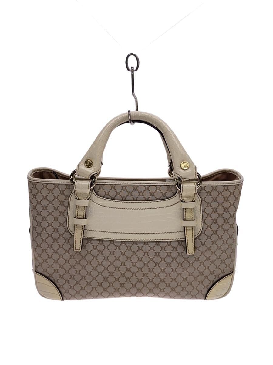 CELINE Handbag Canvas BEG All-over print