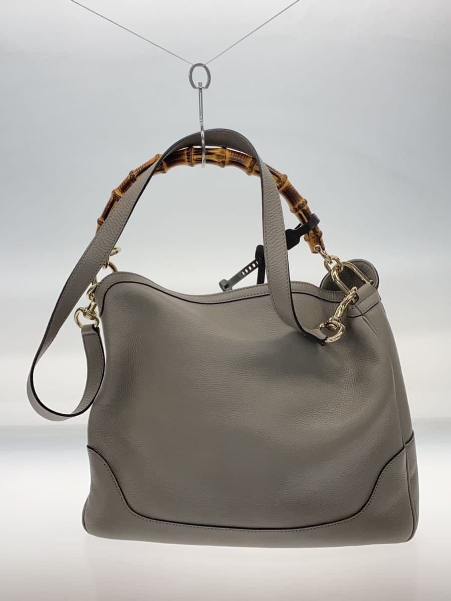 GUCCI Shoulder Bag Leather Gray 282315 3