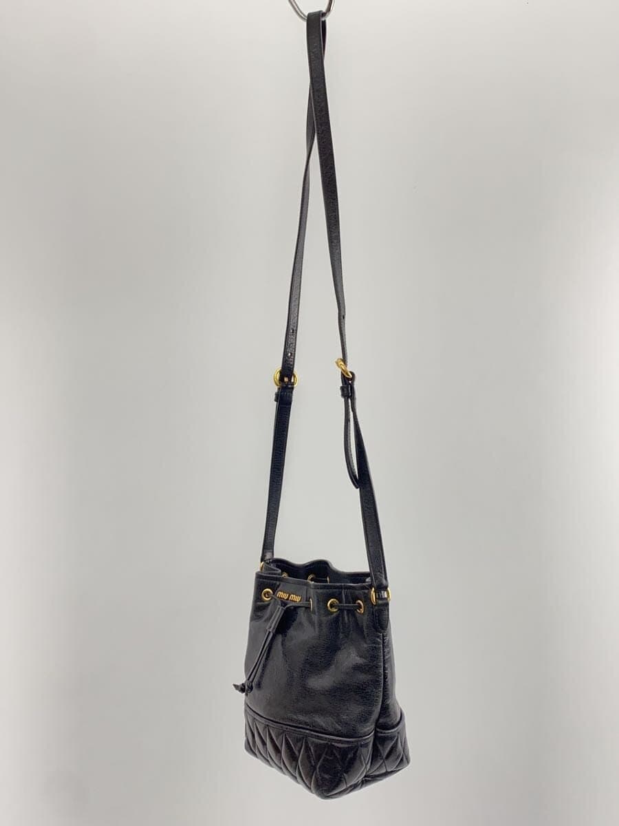 MIU MIU Mini Drawstring Shoulder Bag Quilted Leather BLK 2