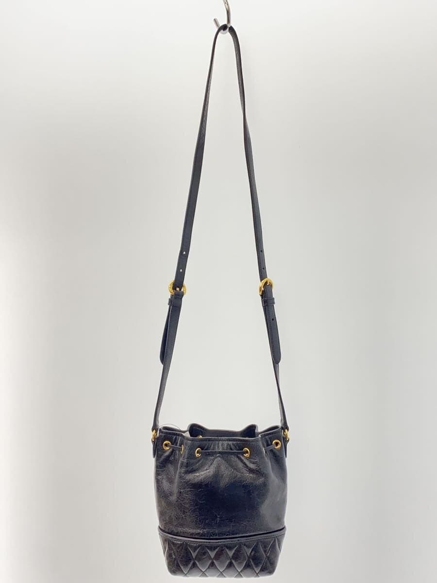 MIU MIU Mini Drawstring Shoulder Bag Quilted Leather BLK 3
