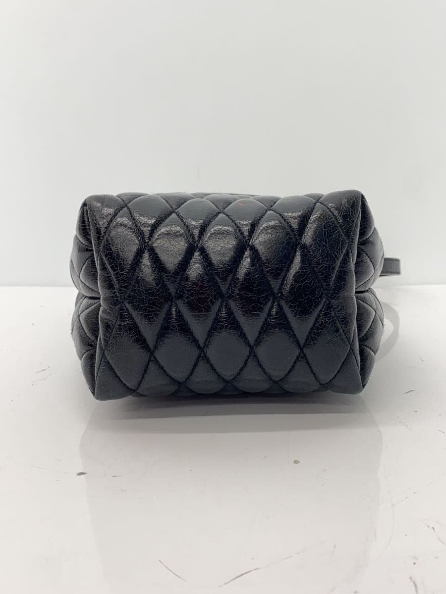 MIU MIU Mini Drawstring Shoulder Bag Quilted Leather BLK 4