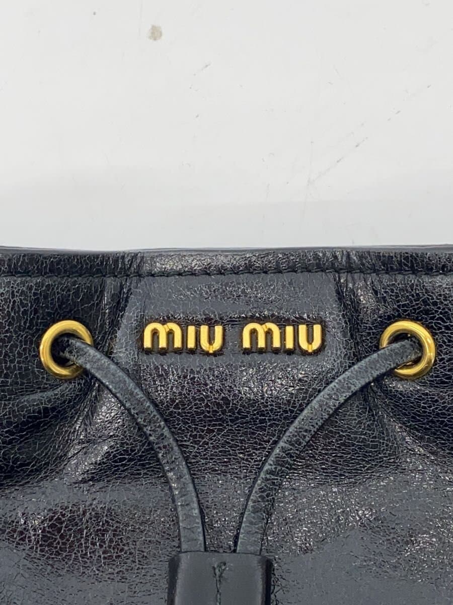 MIU MIU Mini Drawstring Shoulder Bag Quilted Leather BLK 5