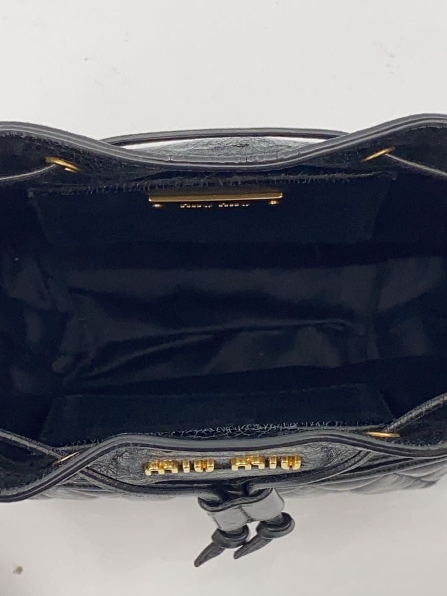 MIU MIU Mini Drawstring Shoulder Bag Quilted Leather BLK 6