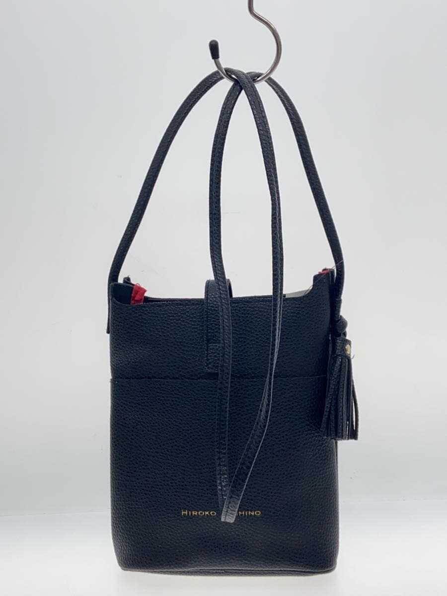 HIROKO KOSHINO Shoulder Bag Leather BLK Solid 3