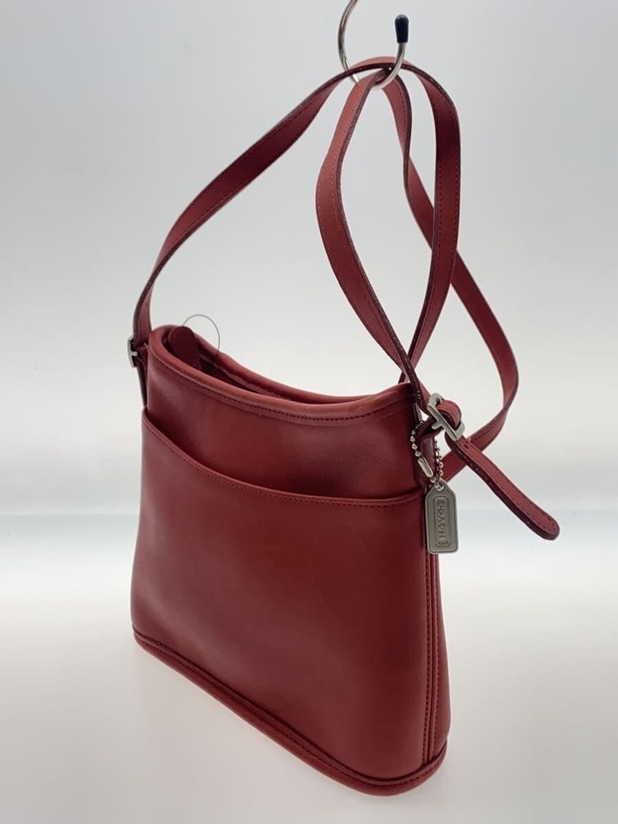 COACH Shoulder Bag Leather RED Solid 2