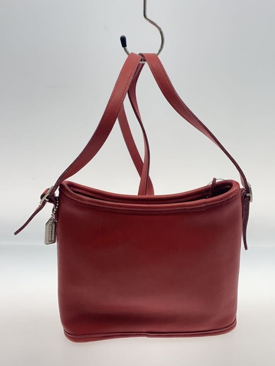 COACH Shoulder Bag Leather RED Solid 3