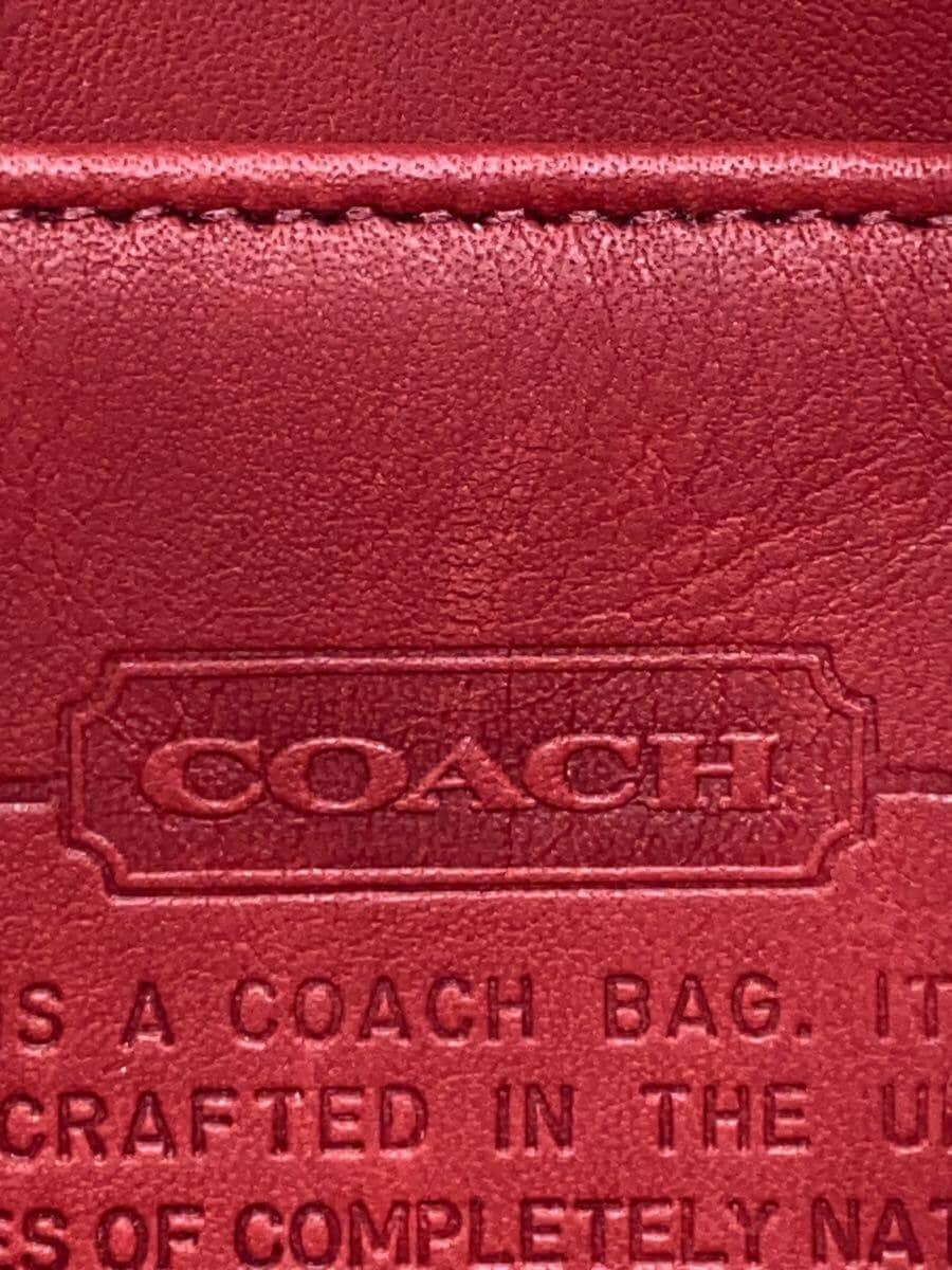 COACH Shoulder Bag Leather RED Solid 5