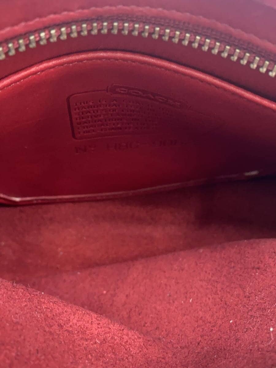COACH Shoulder Bag Leather RED Solid 6