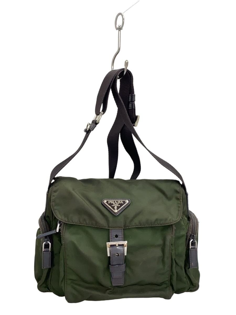 PRADA Shoulder Bag Nylon KHK Solid 86VKY7W