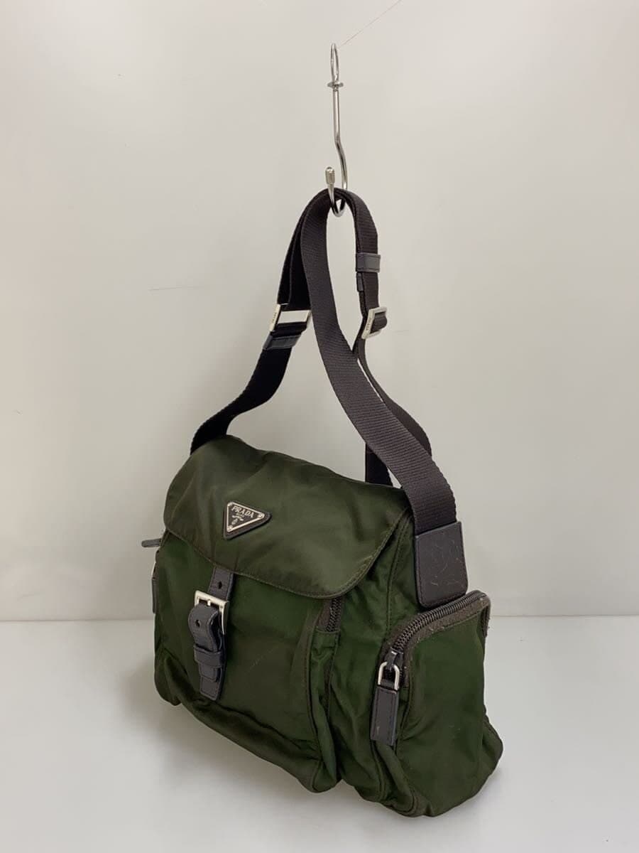 PRADA Shoulder Bag Nylon KHK Solid 86VKY7W 2