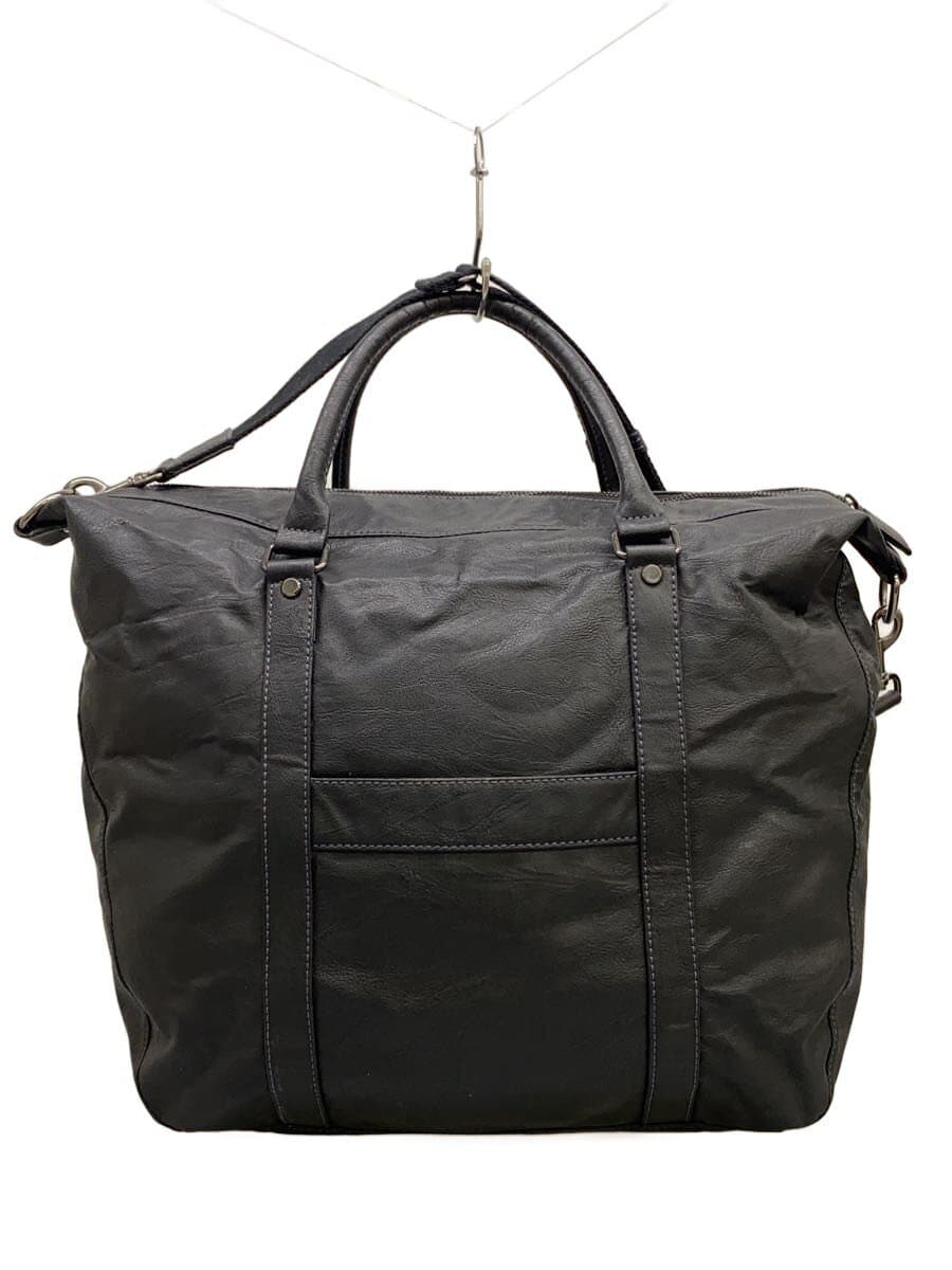 TAKEO KIKUCHI Boston Bag 2-Way Leather BLK Solid