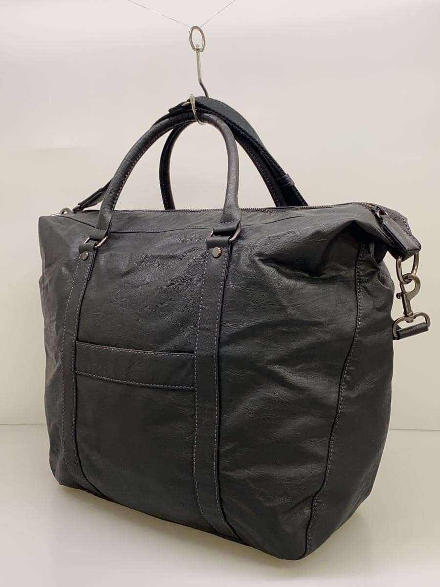 TAKEO KIKUCHI Boston Bag 2-Way Leather BLK Solid 2