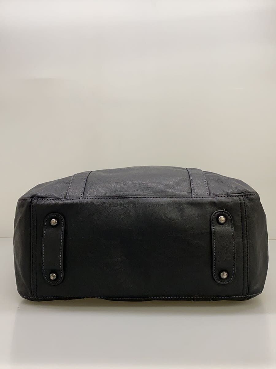 TAKEO KIKUCHI Boston Bag 2-Way Leather BLK Solid 4