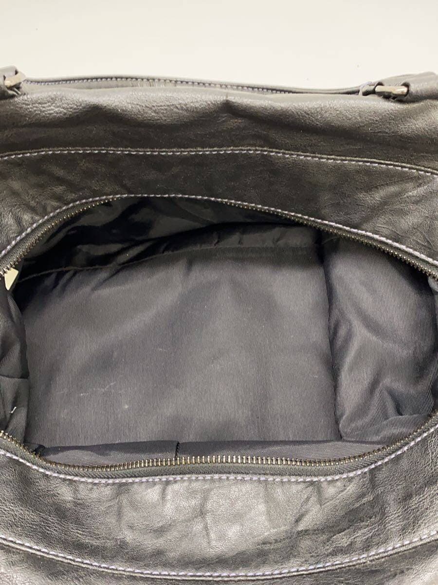 TAKEO KIKUCHI Boston Bag 2-Way Leather BLK Solid 6