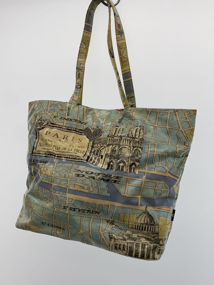 Think Bee!Tote Bag Patent Leather GRN All Over Pattern 2