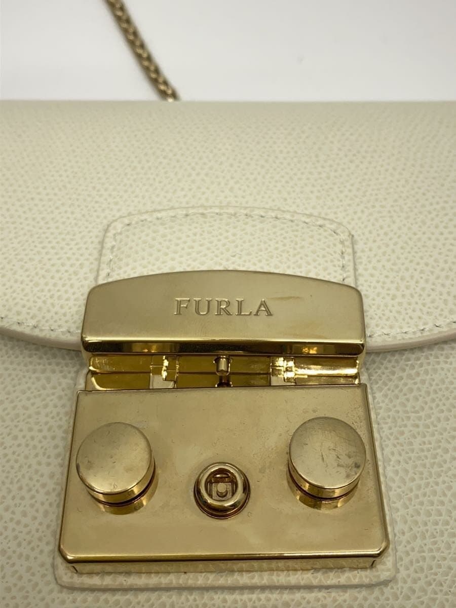 FURLA Shoulder Bag Leather WHT Solid 5