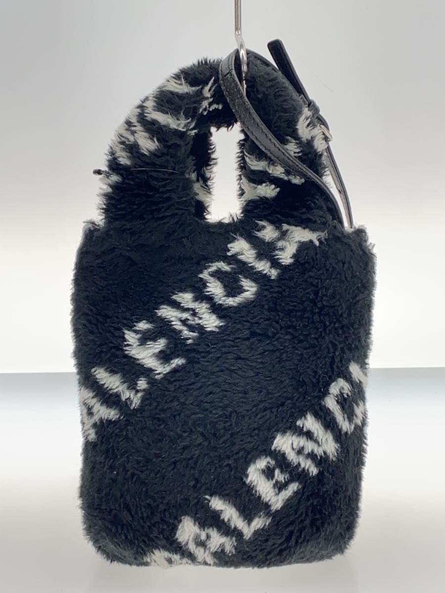 BALENCIAGA Everyday Shoulder Bag Fur BLK All Over Pattern 3